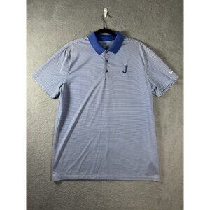 Nike Golf Dri-Fit Striped Polo Shirt Blue & White Standard Fit Size L